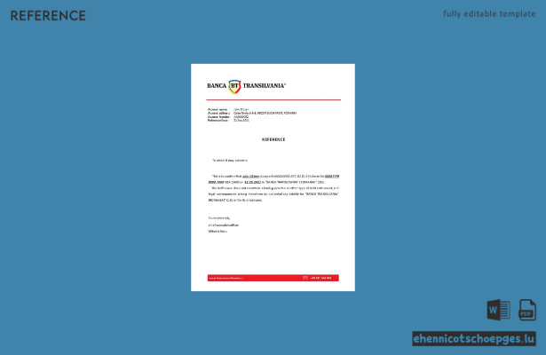 Rumänien Banca Transilvania Referenzmustervorschau zum Abschluss